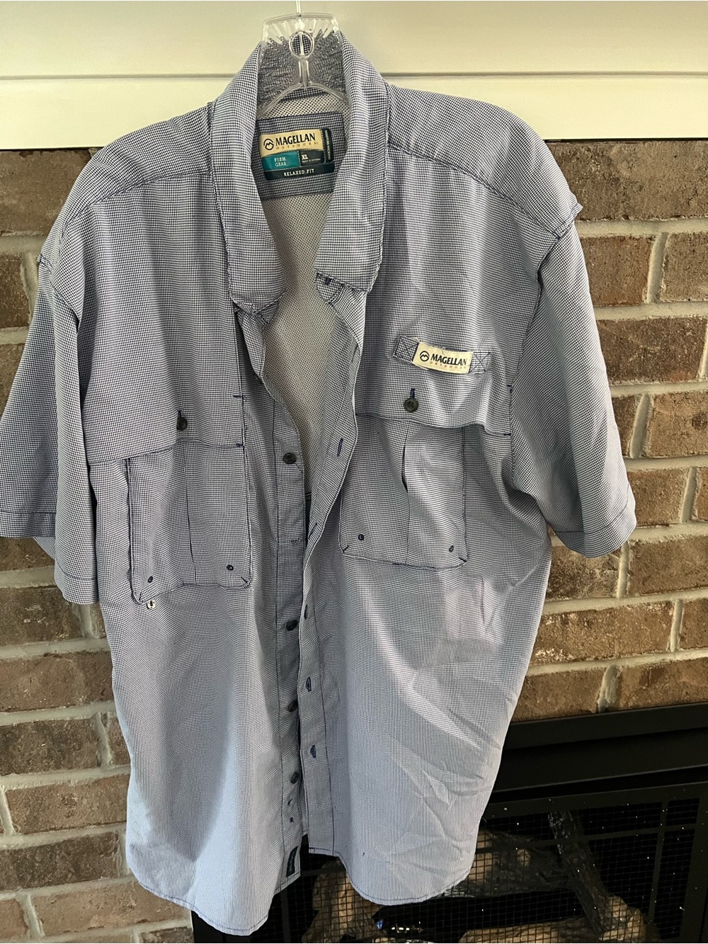 Magellan Outdoors Light Blue Short-Sleeve Button-Down Fishing Shirt